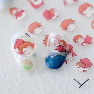 [Meow.Sensei] ใหม่ สติกเกอร์เหล็กใส แบบบาง ลายน่ารัก สําหรับติดตกแต่งเล็บ Ponyo TS1007