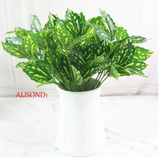 ALISOND1 ต้นไม้ประดิษฐ์ ผ้าไหม 5 ส้อม หญ้าสีเขียว สําหรับตกแต่งผนังบ้าน สวน งานแต่งงาน