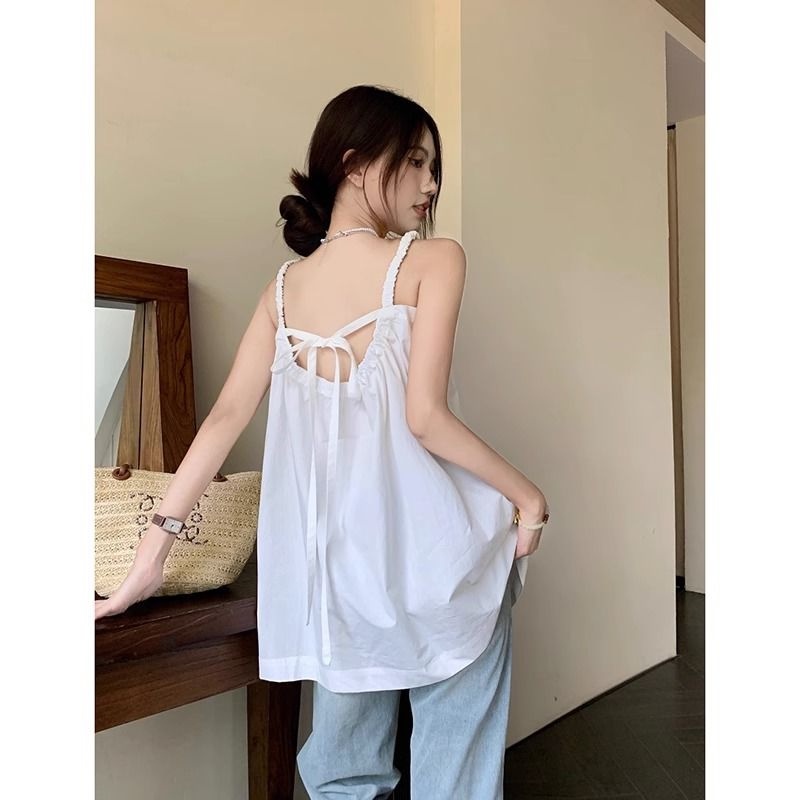 Xiao ชุดเสื้อสายเดี่ยว กระโปรง ลายดอกไม้ สไตล์ฝรั่งเศส เหมาะกับฤดูร้อน สําหรับผู้หญิง 9G5S