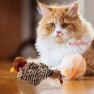 ALISONDZ ของเล่นตุ๊กตาหนูจําลอง รูปนกกระจอก สําหรับสัตว์เลี้ยง แมว