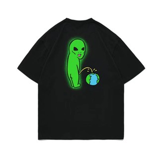 Ripndip เสื้อยืดแขนสั้น ทรงหลวม ลายเอเลี่ยน แมวนิ้วกลาง สไตล์ยุโรป อเมริกัน เรียบง่าย เหมาะกับฤดูร้อน สําหรับผู้ชาย ผู้หญิง 0723