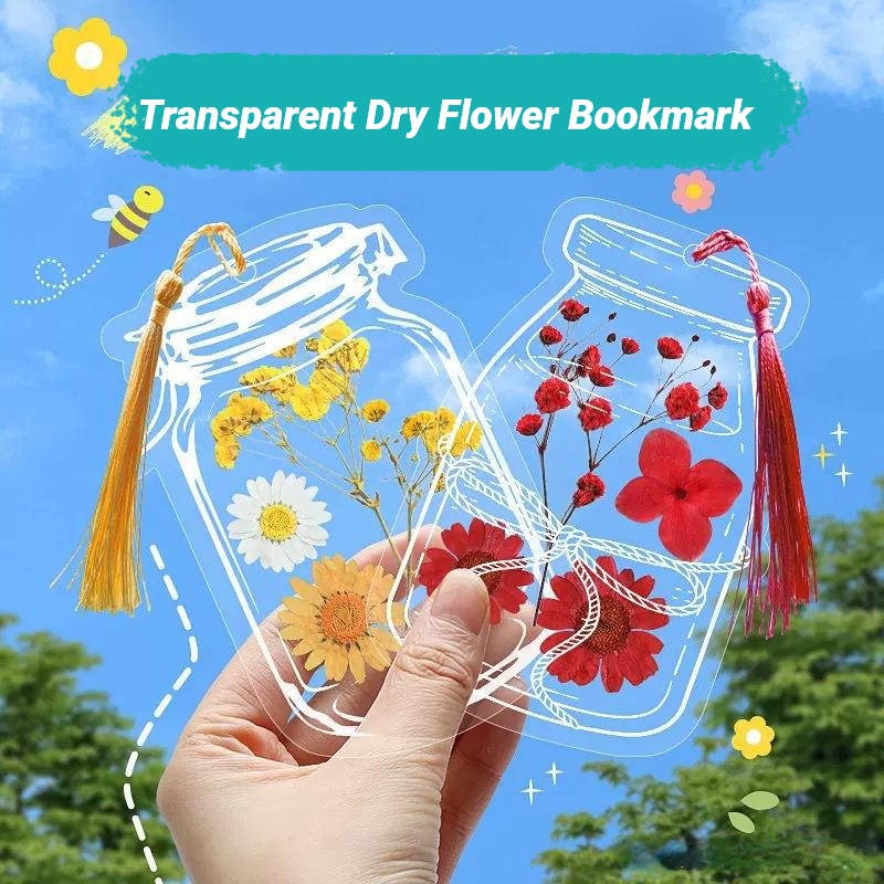 ถุงเก็บตัวอย่างพืชโฮมเมด / สติกเกอร์ตกแต่งโน้ต DIY / ที่คั่นหนังสือ PET ดอกไม้แห้ง แบบใส สร้างสรรค์ / ฟิล์มพลาสติกใส แบบเรียบง่าย ขวดนูน
