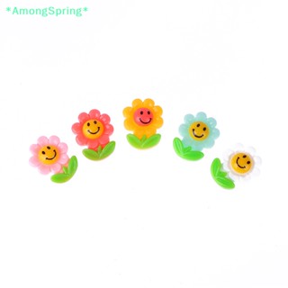 Amongspring&gt; ใหม่ ฟิกเกอร์เรซิ่น รูปดอกไม้จิ๋ว หลากสีสัน สําหรับตกแต่งสมุดภาพ งานฝีมือ DIY 10 ชิ้น