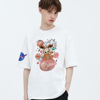 เสื้อยืด พิมพ์ลายนักบินอวกาศ  Co-Branded Rabbit Balloon แฟชั่นฤดูร้อน สําหรับผู้ชาย และผู้หญิง