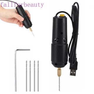 Fallforbeauty ดอกสว่านไฟฟ้า ขนาดเล็ก แบบพกพา 5 ดอก ชาร์จ USB สําหรับเจาะไม้ งานฝีมือ