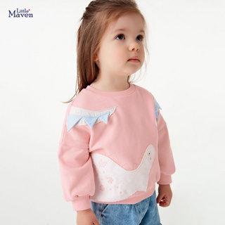 เสื้อกันหนาวแขนยาว ผ้าฝ้ายแท้ ลาย Little maven สีชมพูน่ารัก สไตล์ยุโรป และอเมริกา แฟชั่นฤดูใบไม้ร่วง สําหรับเด็กผู้หญิง 0718