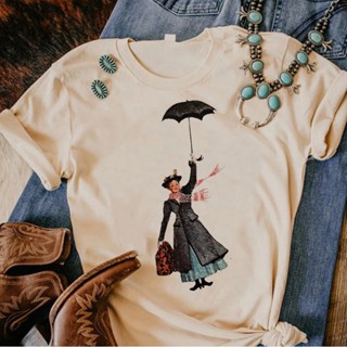 เสื้อยืด พิมพ์ลายกราฟฟิค Mary Poppins ตลก สําหรับผู้หญิง