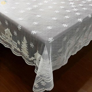 【VARSTR】Tablecloth Christmas Embossed Lace Home Decoration Kitchen Party Round