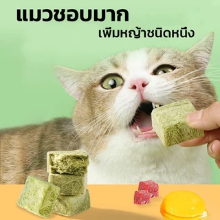SKISOPGO ขนมแมว หญ้าแมวอัดเม็ด ขนมแมวฟรีซดราย ผัก ฟรีซดราย ขนมแมวใส่ลูกบอล กำจัดขนลูกแมว ขนมแมว