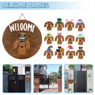 Interchangeable Farmhouse Wooden Dachshund Welcome Sign Home Door Decoration