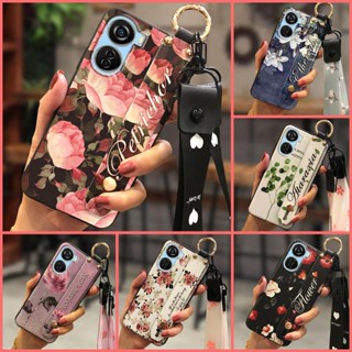 armor case Silicone Phone Case For ZTE Axon40 Lite Durable Anti-knock Phone Holder Kickstand cartoon Wrist Strap Soft Case