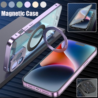 เคสมือถือ แบบแม่เหล็ก 9H กันกระแทก พร้อมแหวนขาตั้ง สําหรับ iPhone 12 Pro Max