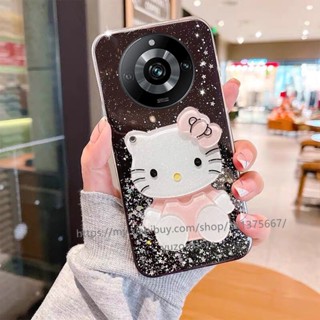 เคสป้องกันโทรศัพท์มือถือ แบบนิ่ม ลายคิตตี้ มีกระจกแต่งหน้า สําหรับ Realme 11 Pro Pro+ 10T 10 Pro Pro+ 5G 4G เคส Phone Case