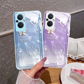 เคส OPPO Reno 8Z 5G 8T Reno 7Z Reno5 โทรศัพท์มือถือแบบแก้ว กันกระแทก กันรอยกล้อง ลายผีเสื้อ หลากสี สําหรับ 6Pro A77 A78 Reno8Pro 5G A9 A5 F11 FindX5Pro