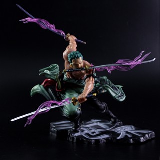 โมเดลฟิกเกอร์ One Piece Three Thousand Worlds Zoro POP Three Sword Flow Combat Stunt Edition Zoro สําหรับตกแต่ง