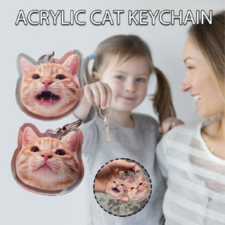 Cat Acrylic Keychain Pet Keyring Purse Decoration Bag Wallet Car Accessories