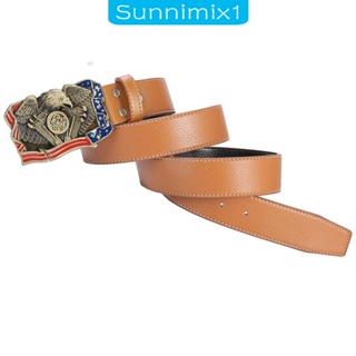 [Sunnimix1] เข็มขัดยีน หนัง PU กว้าง 38 มม. มีรู สไตล์คาวบอยตะวันตก พร้อมหัวเข็มขัด สําหรับผู้หญิง และผู้ชาย