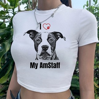 Amstaff เสื้อครอปท็อป เอวลอย แฟชั่นเกาหลีวินเทจ ไซเบอร์ y2k y2k Kawaii