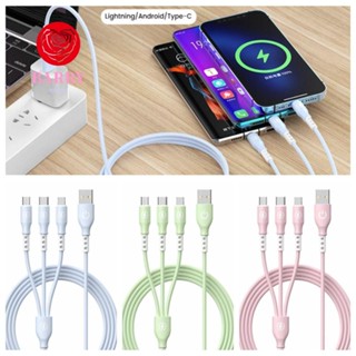 Barry สายชาร์จ 6A 3In1 3In1 6A 66w Micro USB C Type C TPE ถ่ายโอนข้อมูล หลายพอร์ต