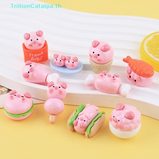 Trillioncatalpa เครื่องประดับเรซิ่น ลายการ์ตูนหมูน่ารัก 3D สีชมพู สําหรับตกแต่งบ้าน DIY