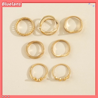 Bluelans ชุดแหวนนิ้วมือ สีพื้น สไตล์วินเทจ สําหรับผู้หญิง 7 ชิ้น ต่อชุด