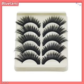 Bluelans ขนตาปลอม 3D แบบไขว้ หนา ยาว สําหรับแต่งหน้า 5 คู่