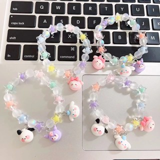 Sanliou สร้อยข้อมือ ประดับลูกปัดใส ลาย Kuromi Melody Cinnamoroll น่ารัก สําหรับผู้หญิง คู่รัก