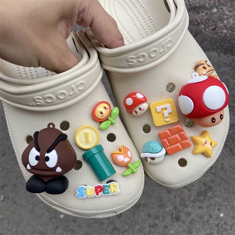 น่ารัก Mario เกม croc jibits ชุด Toy Story Jibitz Charm เห็ดดอกไม้รองเท้า Charms Pin ตกแต่ง