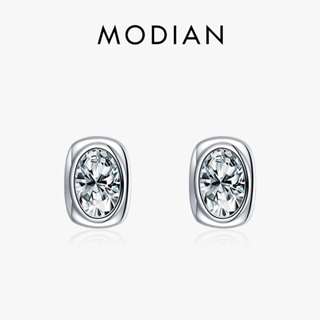 Modian ต่างหูเงินแท้ 925 ประดับเพทาย ทรงสี่เหลี่ยมผืนผ้า สไตล์คลาสสิก เครื่องประดับ สําหรับผู้หญิง วันครบรอบแต่งงาน