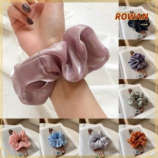 Rowans Scrunchie ที่คาดผมหางม้า ผ้าไหมซาติน กลิตเตอร์ ยืดหยุ่น สําหรับผู้หญิง