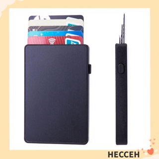 Hecceh กระเป๋าสตางค์ อลูมิเนียม ป๊อปอัพอัตโนมัติ RFID อเนกประสงค์ กันขโมย หลากสี สําหรับผู้ชาย