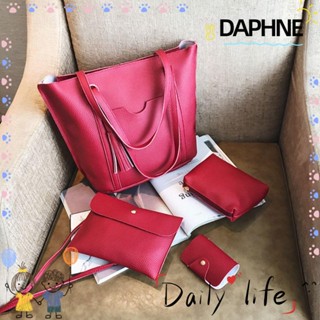 Daphne กระเป๋าสะพายไหล่ สะพายข้าง หนัง Pu ความจุขนาดใหญ่ สีพื้น สไตล์มินิมอล สําหรับแม่ และเด็ก