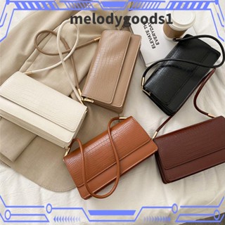 Melodygoods1 กระเป๋าสะพายไหล่แฟชั่น ขนาดเล็ก ลายหนังจระเข้