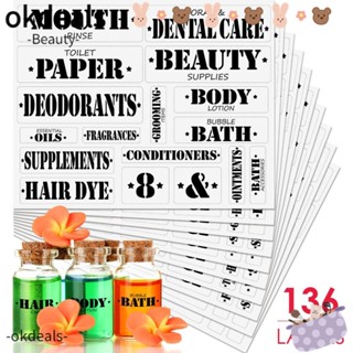 OKDEALS 136 ชิ้น ห้องน้ํา มาร์ก สติกเกอร์ใส สบู่ แชมพู คอนเทนเนอร์ จัดระเบียบ เครื่องสําอาง แท็ก