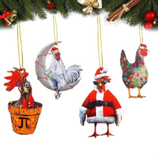 New Funny Acrylic Christmas Chicken Decorative Pendant Christmas Tree Decoration