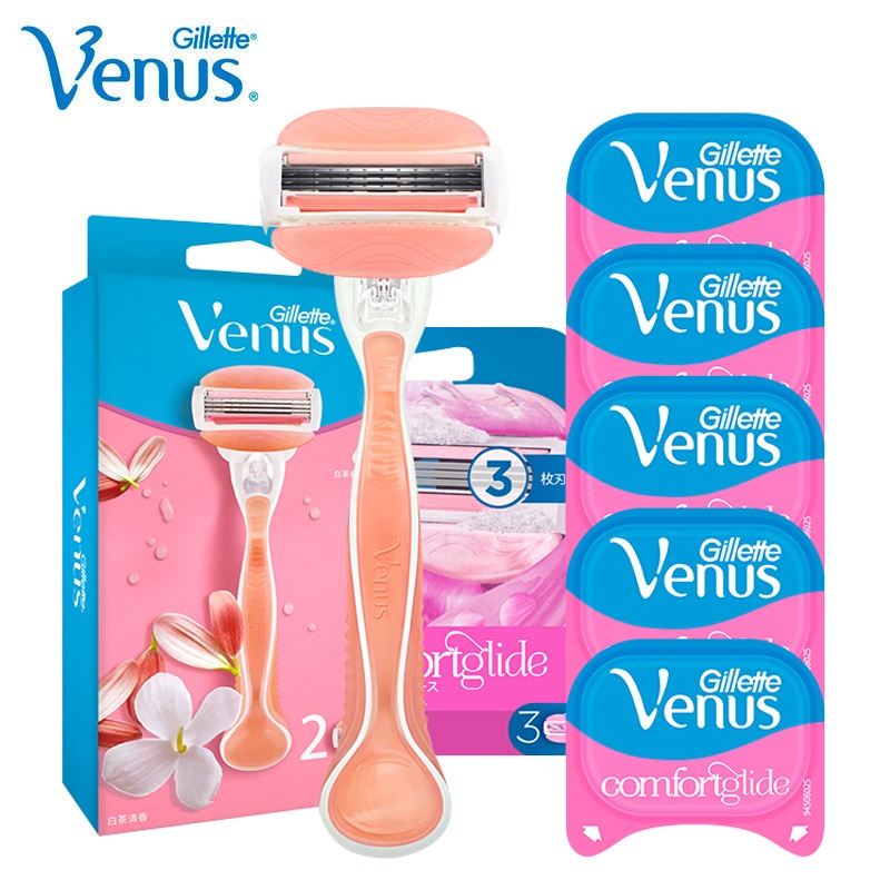 Gillette Venus ผู ้ หญิงมีดโกน 5 ชั ้ นใบมีดหล ่ อลื ่ นสบู ่ Sensitive ปลอดภัยโกนหนวดกําจัดขนสําหรับ Lady Body ตัดผม