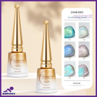 Charzieg White Pearlescent ยาทาเล็บเจล Superfine Glitter Aurora Unicorn Sequins ยาทาเล็บเจล-AME1 -AME1