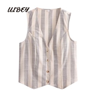 Uibey เสื้อกั๊กแฟชั่น เซ็กซี่ อเนกประสงค์ เรียบง่าย 9632