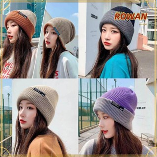 Rowans หมวกถัก หนา ให้ความอบอุ่น สีตัดกัน ลดอายุ แฟชั่นฤดูหนาว