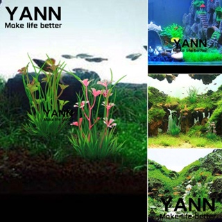 Yann หญ้าเทียม พลาสติก สีเขียว สําหรับตกแต่งตู้ปลา