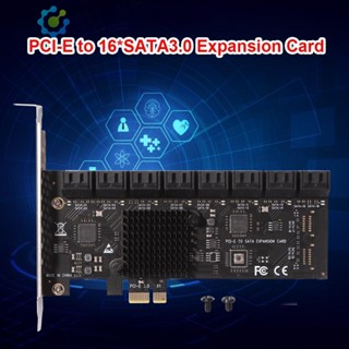 อะแดปเตอร์การ์ดต่อขยาย PCIe X1 SATA3.0 6Gbps 16 พอร์ต สําหรับ PC #gib [Hidduck.th]