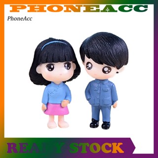 Phoneacc ตุ๊กตาการ์ตูนเด็กผู้หญิง เด็กผู้ชาย เครื่องประดับจิ๋ว ตกแต่งสวน บ้านตุ๊กตา 2 ชิ้น/ชุด