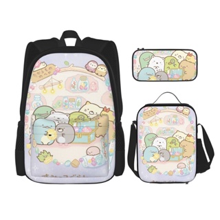 3 in 1 Sumikkogurashi กระเป๋าเป้สะพายหลัง สําหรับใส่หนังสือ เหมาะกับการพกพาเดินทาง