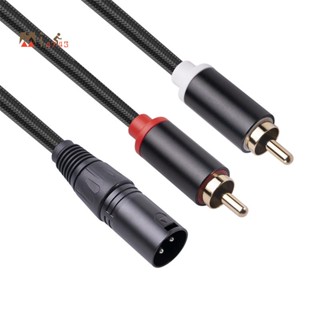 Xlr To Dual RCA สายเคเบิ้ลเสียง A1 XLR Male 3 Pin To Dual RCA Male Plug Stereo Audio Cable เครื่องขยายเสียงปลั๊กผสม AV Cable 1M