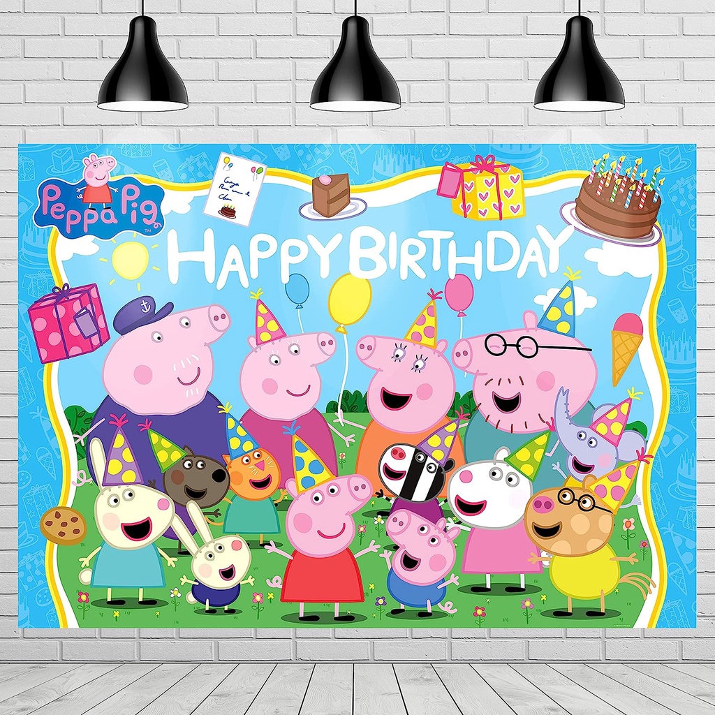 ผ้าพื้นหลัง ลายธีม Peppa Pig ขนาด 125X83 ซม. สําหรับตกแต่งปาร์ตี้วันเกิดเด็ก