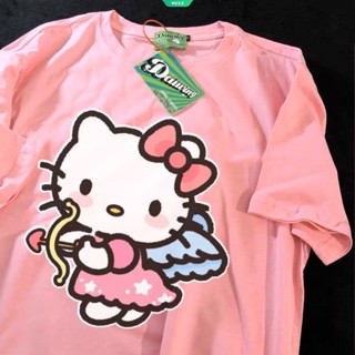 SANRIO เสื้อยืดแขนสั้นลําลอง พิมพ์ลายการ์ตูน Hello Kitty สไตล์ญี่ปุ่น ฮาราจูกุ เรียบง่าย แฟชั่นฤดูร้อน สําหรับเด็กผู้หญิง และนักเรียน