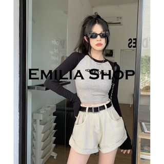 EMILIA SHOP  เสื้อยืด ครอป เสื้อยืดผู้หญิง  High quality สไตล์เกาหลี สวย พิเศษ A99J213 36Z230909