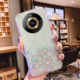 เคสโทรศัพท์มือถือ TPU นิ่ม แบบใส กันกระแทก ลายกลิตเตอร์ สีชมพู สําหรับ Realme 11 Pro Plus Realme11 11Pro 11Pro+ 5G 2023