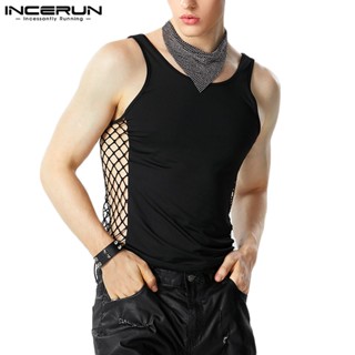 Incerun เสื้อกล้าม แขนกุด สไตล์วินเทจ สําหรับผู้ชาย