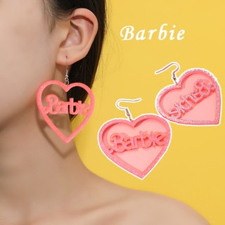 Barbie ต่างหูบาร์บี้ หัวใจ กลวง จี้อะคริลิค เวอร์ชั่นเกาหลี แฟชั่น ต่างหูสีชมพู SP028